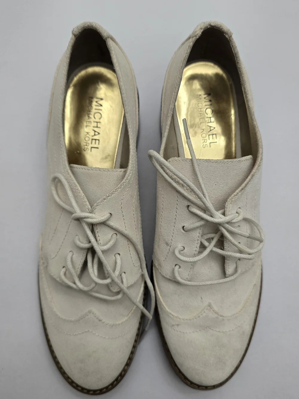 Michael Kors Women's Cream Suede Lace-Up Oxford Shoes